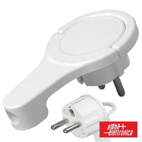 Ficha Schuko Macho C/ Terra Anel Extração 250V Branco