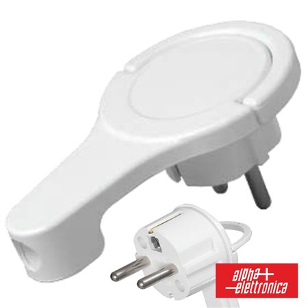 Ficha Schuko Macho C/ Terra Anel Extração 250V Branco