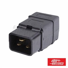 Ficha Alimentação Iec C20 Macho P/ Extensão Alpha