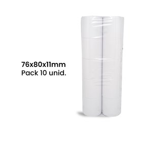 Rolo de Papel Normal 76x80x11 - Pack de 10 unidades