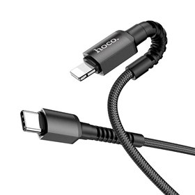 Cabo de Dados e Carregamento Tipo-C para Lightning (PD), Hoco X71 Especial - Preto