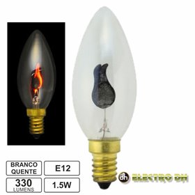 Lâmpada E12 1.5W 230V Efeito Chama 330Lm