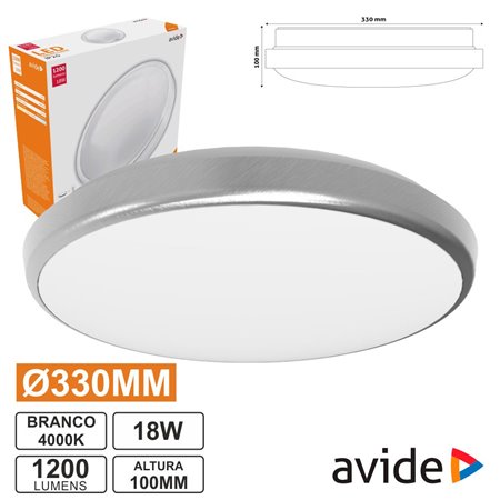 Painel Led Redondo Aplique 18W 330Mm 4000K 1600Lm Avide