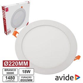 Painel Leds Redondo 18W 220Mm 3000K 1480Lm Avide