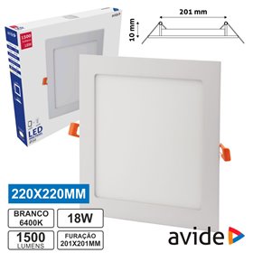 Painel Leds Quadrado 18W 220Mm 6400K 1500Lm Avide