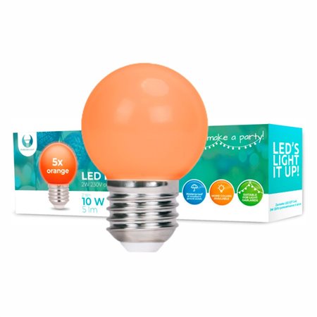 Conjunto 5 Lâmpadas E27 2W10W 230V Led Laranja