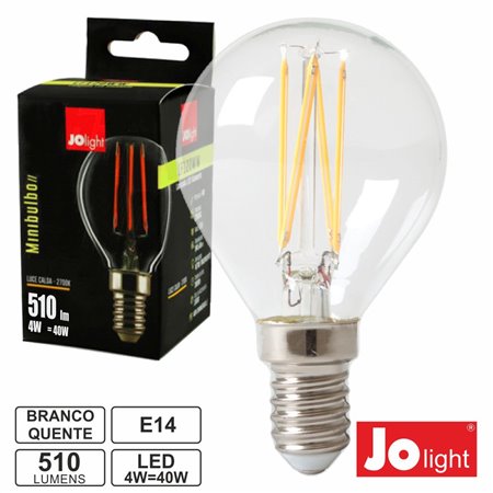 Lâmpada E14 4W 230V Filamentos Globo 2700K 510Lm