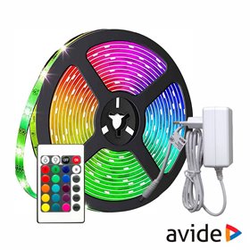 Fita 90 Leds 5050 Rgb 12V 3M Ip20 C/ Control Avide