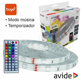 Kit 2 Fitas Led Rgb 12V 2X5M Ip65 Wifi+Ir Tuya Avide