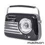 Rádio Fm/Aux/Bt/Usb Extra Bass Vintage 30W Preto Madison
