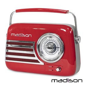 Rádio Fm/Aux/Bt/Usb Extra Bass Vintage 30W Vermelho Madison