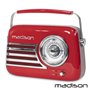 Rádio Fm/Aux/Bt/Usb Extra Bass Vintage 30W Vermelho Madison