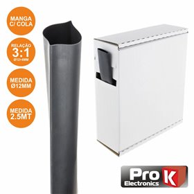 Tubo Manga Termoretráctil C/ Cola 12.0Mm 2.5M Preto Prok