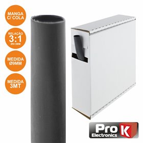 Tubo Manga Termoretráctil C/ Cola 9.0Mm 3M Preto Prok