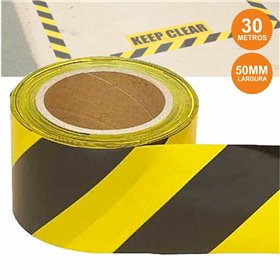 Fita Adesiva Sinalização Amarela/Preta 50Mmx30M