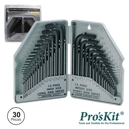 Conjunto De 30 Chaves Hexagonais Sae/M Proskit