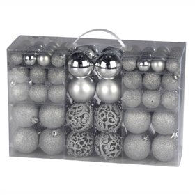 Conjunto De 100 Bolas De Natal Prateadas