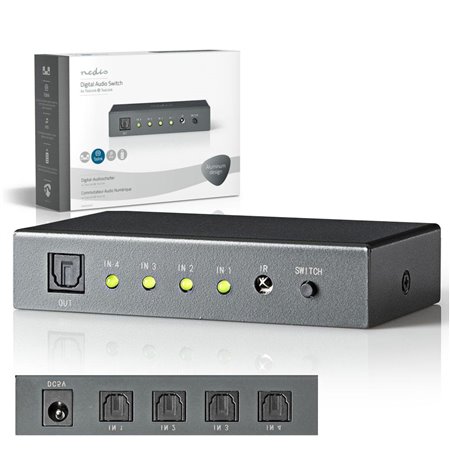 Comutador De Áudio 4 Vias Nedis