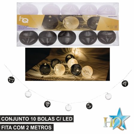 Conjunto De Luzes  Bolas Leds Brancas E Pretas