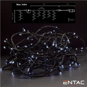 Grinalda 360 Leds 6400K Cortina 8M C/ Alimentador Entac