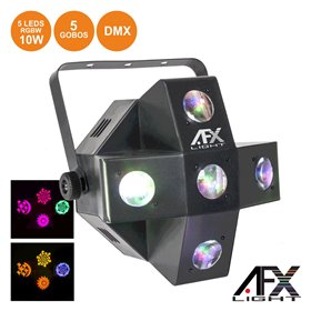 Projetor Luz C/ 5 Leds 10W Rgbw + 5 Gobos Dmx Mic Afxlight