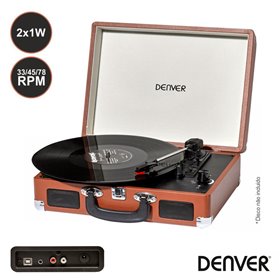 Gira-Discos 33/45/78Rpm Vintage 2X1W Castanho Denver