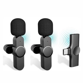 Conjunto 2 Microfones Lapela S/ Fios C/ Receptor Usb-C
