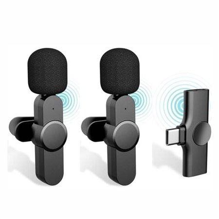 Conjunto 2 Microfones Lapela S/ Fios C/ Receptor Usb-C