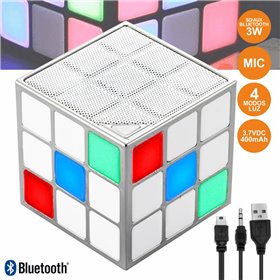 Coluna Bluetooth Cubo Mágico 3W Leds Rgb Bt/Sd/Aux/Bat