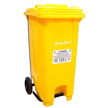 Contentor de Lixo Amarelo c/ Pedal - 120 litros