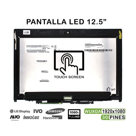 Ecrã Tátil LED de 12.5" para Portatil Lenovo ThinkPad Yoga 260 FHD 30 Pines
