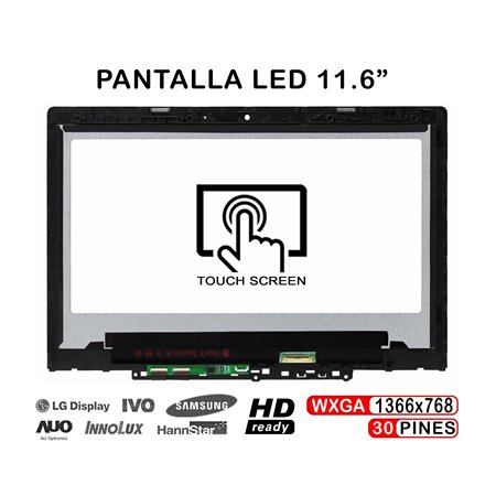 Ecrã LED com Estrutura de 11.6" para Portatil Lenovo Chromebook 300E 2Nd Gen 81Qc Mtk Sin G-Sensor