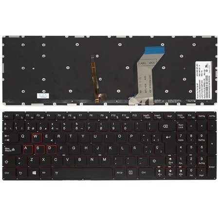 Teclado Retroiluminado Gaming para Portatil Lenovo IdeaPad Y700-15 Preto Sem Estrutura