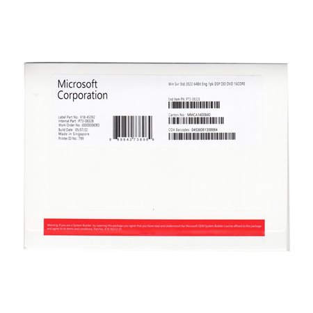Microsoft Windows Server 2022 Standard - Inclui Licença COA e DVD em Envelope Selado