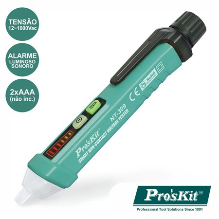 DETETOR TENSÃO S/ CONTATO C/ LANTERNA LED PROSKIT