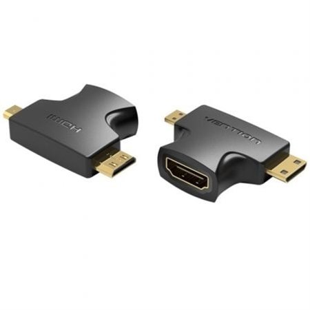 Adaptador HDMI 2 em 1 Vention AGFB0/ HDMI Fêmea - Micro HDMI Macho - Mini HDMI Macho