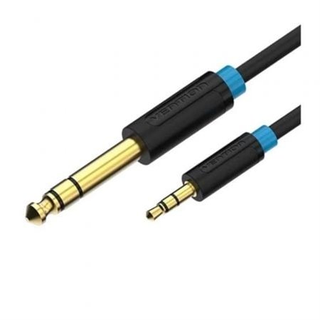 Cabo Stereo Vention BABBF/ Jack 6.5 Macho - Jack 3.5 Macho/ 1m/ Preto