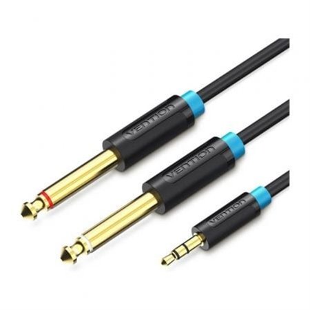Cabo Stereo Vention BACBI/ Jack 3.5 Macho - 2x Jack 6.5 Macho/ 3m/ Preto
