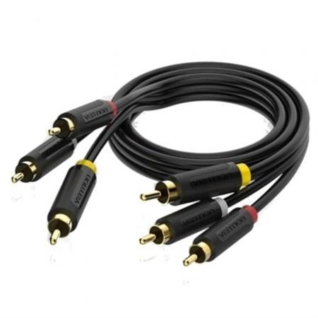 Cabo Stereo Vention BCABH/ 3x RCA Macho - 3x RCA Macho/ 2m/ Preto