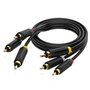 Cabo Stereo Vention BCABH/ 3x RCA Macho - 3x RCA Macho/ 2m/ Preto