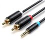Cabo Stereo Vention BCLBI/ Jack 3.5 Macho - 2x RCA Macho/ 3m/ Preto