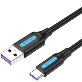 Cabo USB 2.0 Tipo-C Vention CORBH/ USB Macho - USB Tipo-C Macho/ Até 100W/ 480Mbps/ 2m/ Preto