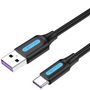 Cabo USB 2.0 Tipo-C Vention CORBH/ USB Macho - USB Tipo-C Macho/ Até 100W/ 480Mbps/ 2m/ Preto
