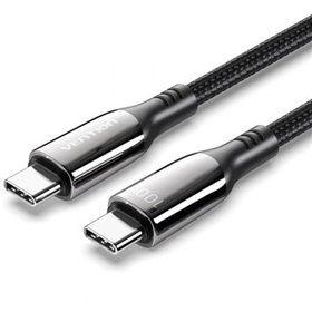 Cabo USB 2.0 USB-C 5A 100W Vention CTKBAV/ USB-C Macho - USB-C Macho/ Até 100W/ 480Mbps/ 1.2m/ Preto