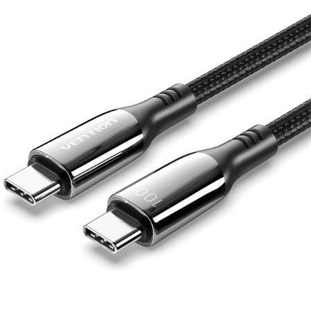 Cabo USB 2.0 USB-C 5A 100W Vention CTKBAV/ USB-C Macho - USB-C Macho/ Até 100W/ 480Mbps/ 1.2m/ Preto