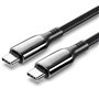 Cabo USB 2.0 USB-C 5A 100W Vention CTKBAV/ USB-C Macho - USB-C Macho/ Até 100W/ 480Mbps/ 1.2m/ Preto