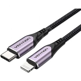Cabo USB 2.0 USB-C Lightning Vention TACVF/ USB-C Macho - Lightning Macho/ Até 27W/ 480Mbps/ 1m/ Púrpura