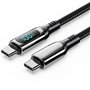 Cabo USB 2.0 USB-C 5A 100W Vention TAYBAV/ USB-C Macho - USB-C Macho/ Até 100W/ 480Mbps/ 1.2m/ com Pantalla LED/ Preto