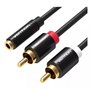 Cabo Stereo Vention VAB-R01-B200/ Jack 3.5 Fêmea - 2x RCA Macho/ 2m/ Preto