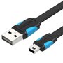 Cabo USB 2.0 Vention VAS-A14-B050/ MiniUSB Macho - USB Macho/ Até 10W/ 480Mbps/ 50cm/ Azul e Preto